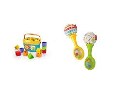 Fisher-Price - Bloques Infantiles, Juguete Bloques Construcción para Bebé +6 Meses (Mattel FFC84) + Maracas Musicales, Juguete y sonajero para bebé +3 Meses (Mattel BLT33)