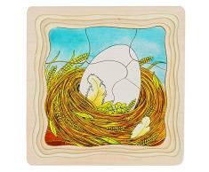 Goki-57521 Puzzle de Capas, la Gallina, (57521)