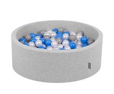 KiddyMoon 90X30cm/300 Bolas ∅ 7Cm Piscina De Bolas para Ninos Hecha En La UE, Gris Clr:Perla,Gris,Azul