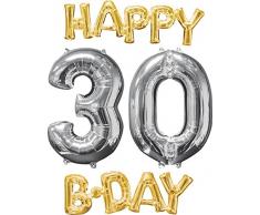 Amscan International 3606401 Happy Birthday - Globo de Papel de Aluminio, Color Dorado y Plateado