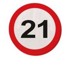 Carretera servilleta signo de número 21 cumpleaños 20St. Escudo partido