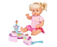 Nenuco -Feliz Cumpleaños, Muñeca bebé de cumple para regalar a los más pequeños a partir de 3 años de edad, con una corona, una tarta de juguete y una vela de número intercambiable, FAMOSA (700016283)