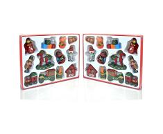 Gifts 4 All Occasions Limited SHATCHI-360 - Adornos para árbol de Navidad (madera, hechos a mano, 12 unidades), multicolor