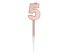 Folat 67035 Vela Número 5 Oro Rosa Metálico, color number 5