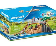 Playmobil - Family Fun Conjunto de Figuritas, Recinto Exterior de Leones, Multicolor (70343)