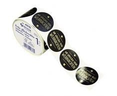 AVERY Zweckform 600 pegatinas de Feliz Navidad (fabricado en Alemania, diámetro de 38 mm, letras doradas, decoración de regalo autoadhesiva, tarjetas, bolsas, cupones) pegatinas en rollo, 4376