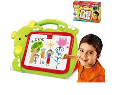 BAKAJI 8050534663297 - Pizarra magnética para niños, diseño de hipopótamo, 2 en 1, Zona de Dibujo con tizas y rotuladores, Color Verde