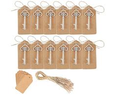 willkey 50 llaves para abrebotellas, bombonera con etiquetas, bomboneras de boda, vintage, creativas, marcador de posición, decoración de boda, fiesta (plata)