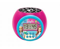 Lexibook Reloj despertador con proyector Barbie con función de repetición y alarma, luz nocturna con temporizador, pantalla LCD, batería, rosado