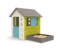 Smoby- Casita Infantil con Arenero, Con Ventanas y Portezuela, Tratamiento Anti UV, Medidas: Casa 110 x 98 x 127, Arenero 76x76, A Partir de 2 Años (7600810728)