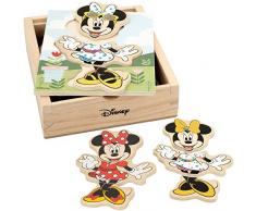 WOOMAX 48724 - Puzzle Minnie Mouse, Puzzle infantil, Juguetes Minnie Mouse, Puzzle Minnie Mouse 3 años, Juguetes de madera, 19 piezas, vestidos de Minnie Mouse, Disney, +3 años