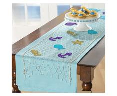 amscan mermaid wishes Kit de decoración de camino de mesa de red-13 piezas, floral, color deseos de sirena, 96.5cm x 1.72m (242194)