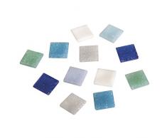 Rayher Piedras de Mosaico, Tonos-Azules, 1x1cm, (Aprox. 1300 Unidades), Cubo 1Kg