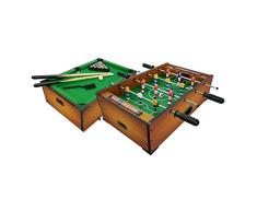 Sport One Sport1 Mini futbolín y Billar de Apoyo, Juego de Mesa 2 en 1, futbolín de 51 x 31 x 15 cm con 4 Varillas con marcadores y 2 Bolas, pequeño Billar de casa, Idea Regalo, Madera