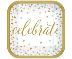 Amscan International – 741926 placa papel 17,7 cm mdct-printPLT 7SQ MD ct confeti diversión