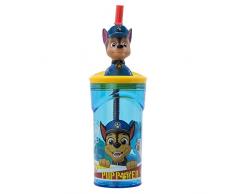 Vaso infantil reutilizable con pajita y tapa con figurita 3D y capacidad de 360 ml de La Patrulla Canina