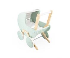 Janod - Cochecito Zen de Madera FSC - Juego de Imitación - Carrito para Muñeca y Muñeco - Con Almohada y Manta - A Partir de 18 Meses, J05900