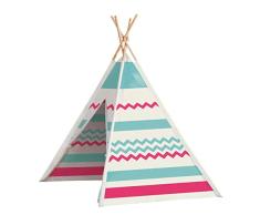 John 77204 Tipi, Carpa para Juegos, Blanco, Rosa, Turquesa y Natural