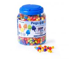 Miniland- Pegs 15 mm (1.300 Piezas) -Bright Colors Jugar con mosaicos. (31848)