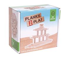 New Classic Toys- Tablones de Madera, 90 Pieces - Small Planks - Natural (P2EHP90)