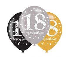 amscan - Globos de látex celebración 18 años de 53 cm.
