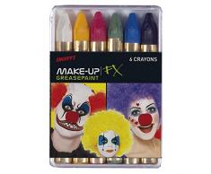 Smiffys Lápices de Maquillaje Teatral de Carnaval, Paquete de 6 Colores, 12 Piezas en Bolsa de Polietileno