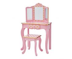 Mesa de Tocador Rosa de Madera con Espejo y Taburete de Teamson Kids TD-11670L