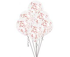 Unique Party- Globos confeti, Color rojo (58116)