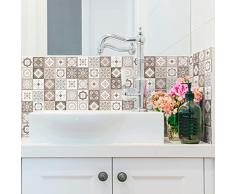 Paquete de 6 adhesivos azulejos | Pegatinas de pared decorativas cemento azulejos frisos - Mosaico de vinilo de pared baño cocina | Frisos Azulejos de cemento vinilos para pared - 6 piezas de 5x30 cm