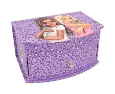 Depesche 12281 TOPModel Lila Love púrpura, Leo, Motivo Modelo y Piedras Brillantes, joyero con Espejo y Tapa abatible, Multicolor