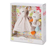 NICI Set de Regalo para Bebés e Infantes - Mantita y Lindo Juguete del Elefante Dundi de 18 cm en Adorable Caja de Regalo (25x25 cm) - Regalos para Bebé Desde 0+ Meses - Suaves Juguetes y Mantitas