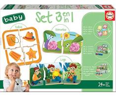 Educa Borrás- Set Baby 3 En 1 Puzzle, Color Variado (18123)