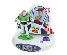 LEXIBOOK Disney Toy Story Buzz & Woody Radio Reloj proyector, luz de Noche, proyecten la Hora en el Techo, Efectos de Sonido, Funciona con Pilas, Blanco/Verde, RP505TS