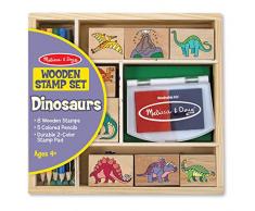 Melissa and Doug 1633 - Juego de sellos de madera con lápices de colores y tinta, diseño de dinosaurios [importado de Alemania]