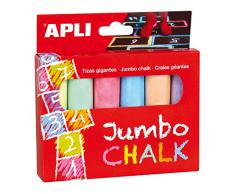 APLI - Caja tiza jumbo redonda, colores surtidos, 6 uds