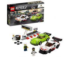 LEGO Speed Champions - Porsche RSR y 911 Turbo 3.0, Juguete de Coches de Carreras para Construir, Jugar y Exponer, Incluye Minifiguras de Pilotos y Barrera de Boxes (75888)