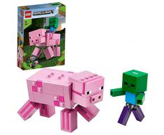 LEGO Minecraft - BigFig: Cerdo con Bebé Zombi, Set de Construcción Inspirado en el Videojuego, Incluye Figuras de Juguete de los Personajes, a Partir de 7 Años (21157)