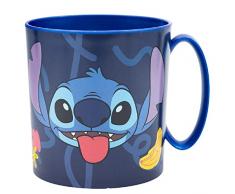 ALMACENESADAN, 2062; Taza de plástico Reutilizable Apta para microondas, de la Licencia de Disney Stitch Palms, Libre de BPA y Capacidad para 350ml