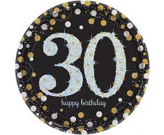 Amscan 551544 26 cm oro celebración 30 Prismatic Platos de papel