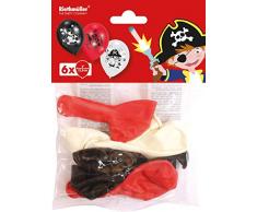 Amscan 9902131 - Globos de látex (6 unidades), diseño de pirata, color negro, rojo y blanco