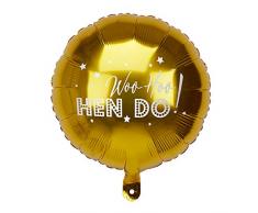 Neviti 776216 Woo Hoo Globo redondo para despedida de soltera, 16 globos de aluminio, dorado, 40 x 40 cm