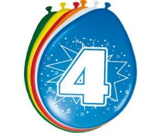 Folat 8714572082044 Globo para Fiesta - Globos para Fiesta, Ovalado, Cumpleaños, 4 año(s), 4 año(s), 8 Pieza(s)