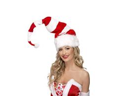 SmiffyS 38328 Gorro De Papá Noel A Rayas Con Alambre, Rojo / Blanco, Tamaño Único