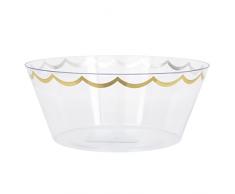 Unique- Cuenco para Servir de Plástico Reutilizable-25 cm-Estampado en Lámina Dorada-1 Unidad (Paquete de 1), Color gold (28755)