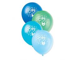 Unique Party - Globos de Baby Shower de Látex - 30 cm - Diseño de Tendedero Azul - Paquete de 8 (42516)