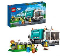 LEGO 60386 City Camión de Reciclaje, Juguete de Aprendizaje, Vehículo de Basura con 3 Contenedores, Mini Figuras, Idea de Regalo Niños de 5 Años o Más