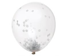 Unique Party- Paquete de 6 globos confetti, Color plata, 30 cm (58112)