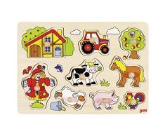 Goki 57995 - Tabla de madera troquelada con diseño Granja