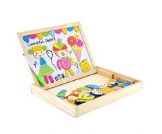 deAO Caballete de Sobremesa Versátil Portátil - Pizarra de Tiza y Pizarra Magnética SET Incluye Tizas e Imanes (Fiesta Multicolor)