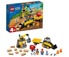 LEGO City Great Vehicles - Buldócer de Construcción, set de Construcción, Incluye Grúa de Juguete con Bola de Demolición, Hormigonera y 2 Minifiguras, a Partir de 4 Años (60252)